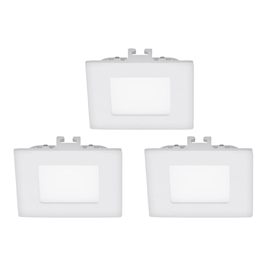 Eglo - Set van 3 LED-inbouwspots FUEVA 1, 1x LED/2,7W/230V, 8,5 x 8,5 cm