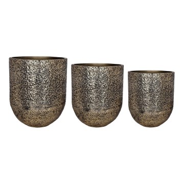 Eglo - Set van 3 metalen bloempotten 50x42 cm goudkleurig