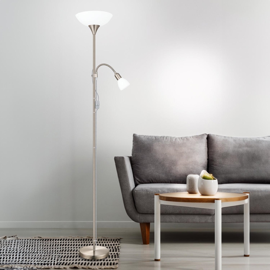 EGLO - Staande Lamp 1xE27/60W + 1xE14/25W mat chroom