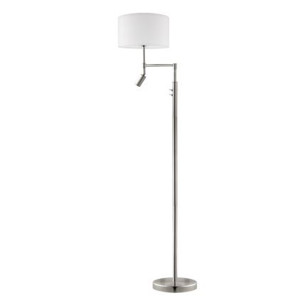 Eglo - Staande LED Lamp TUNJA 1xE27/60W/230V + LED/2,1W diameter 38 cm mat chroom/wit