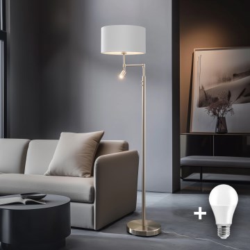 Eglo - Staande LED Lamp TUNJA 1xE27/60W/230V + LED/2,1W diameter 38 cm mat chroom/wit