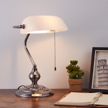 Eglo - Tafellamp 1xE27/60W/230V wit/glanzend chroom
