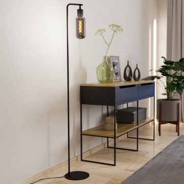 Eglo - Vloerlamp 1xE27/4W/230V zwart/gerookt glas