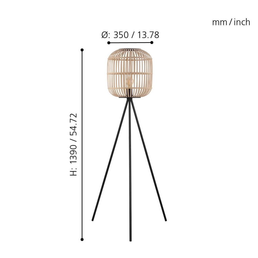 Eglo - Vloerlamp BORDESLEY 1x E27 / 28W / 230V