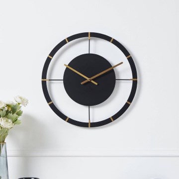 Eglo - Wand klok 1xAA diameter 40 cm zwart/goud