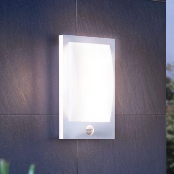 Eglo - Wandlamp voor buiten met sensor 1xE27/12W/230V IP44 mat chroom