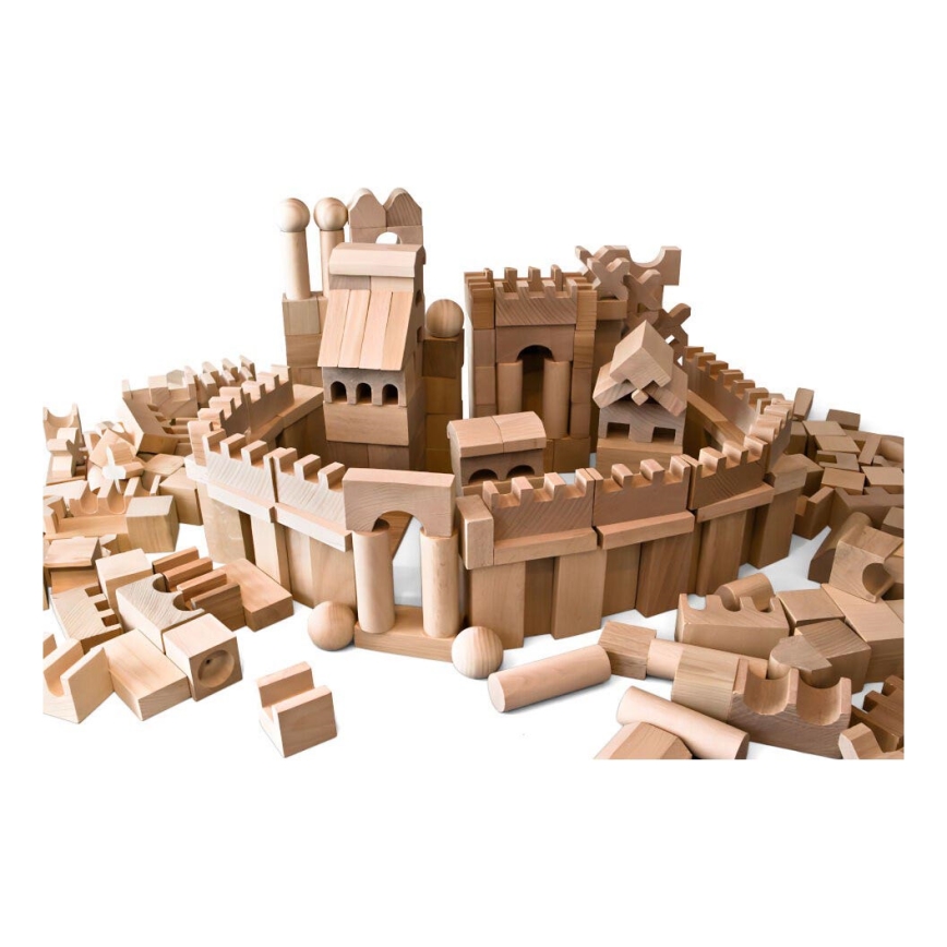 EkoToys - Houten blokken natuurlijk 220 stuks