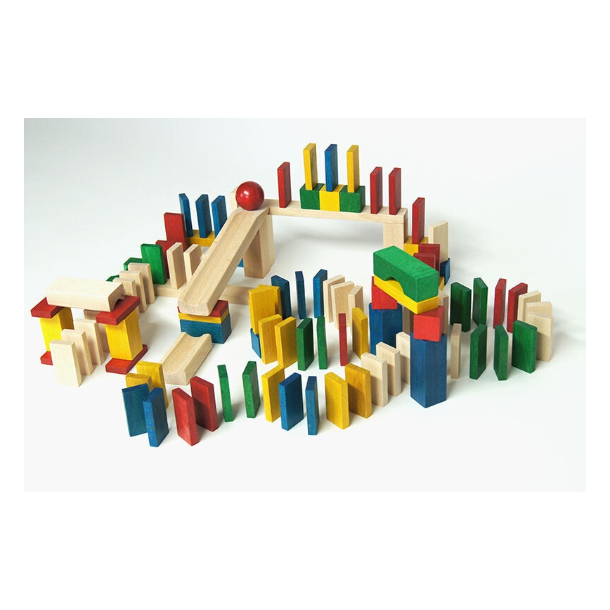 EkoToys - Houten dominostenen kleurrijk 430 st.
