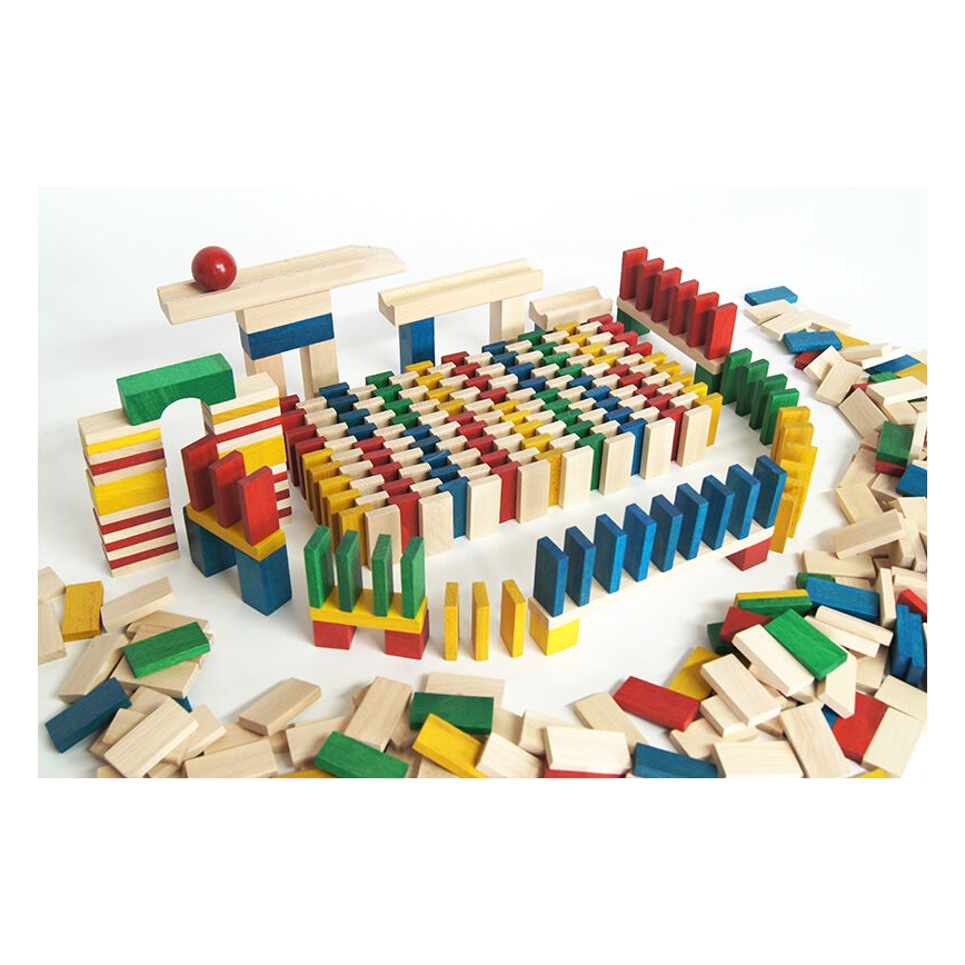EkoToys - Houten dominostenen kleurrijk 430 st.