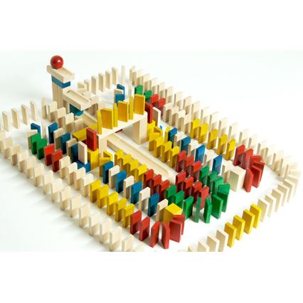 EkoToys - Houten dominostenen kleurrijk 830 st.