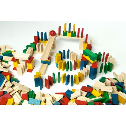 EkoToys - Houten dominostenen kleurrijk 830 st.