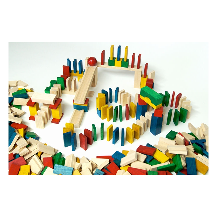 EkoToys - Houten dominostenen kleurrijk 830 st.