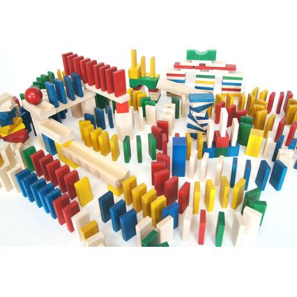 EkoToys - Houten dominostenen kleurrijk 830 st.