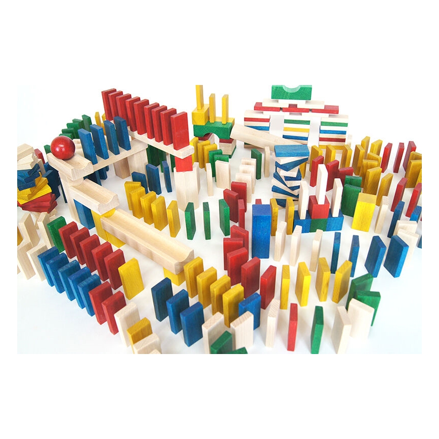 EkoToys - Houten dominostenen kleurrijk 830 st.