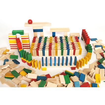 EkoToys - Houten dominostenen kleurrijk 830 st.