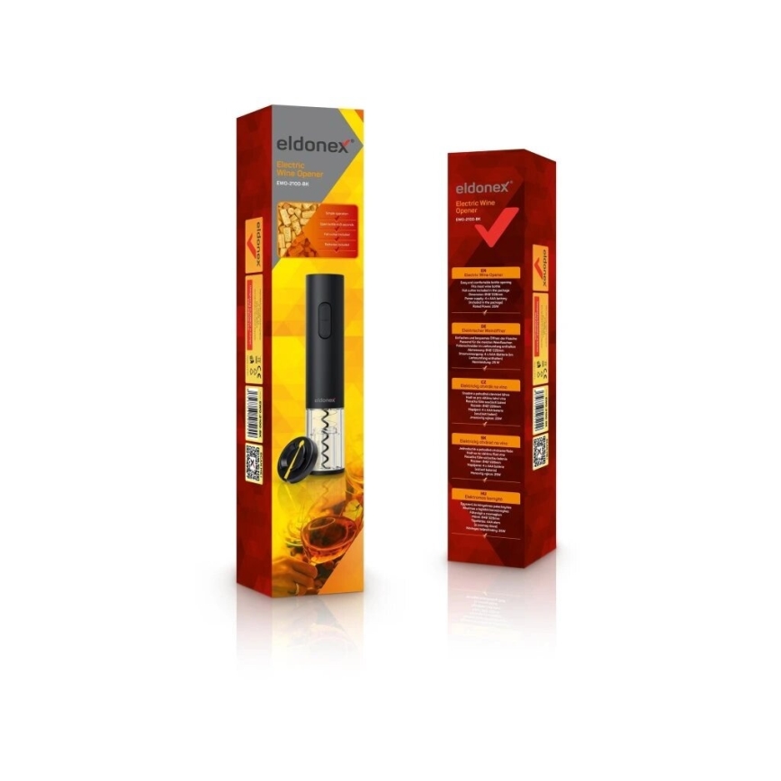 ELDONEX EWO-2100-BK - Elektrische wijnopener 4xAA zwart