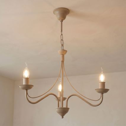 Elegante kroonluchter aan ketting ANTON, 3xE14/60W/230V, beige