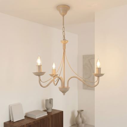 Elegante kroonluchter aan ketting ANTON, 3xE14/60W/230V, beige
