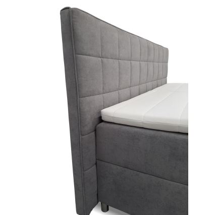Elektrisch verstelbaar gestoffeerd bed met matrassen en topper HELEN 180x200 cm grijs