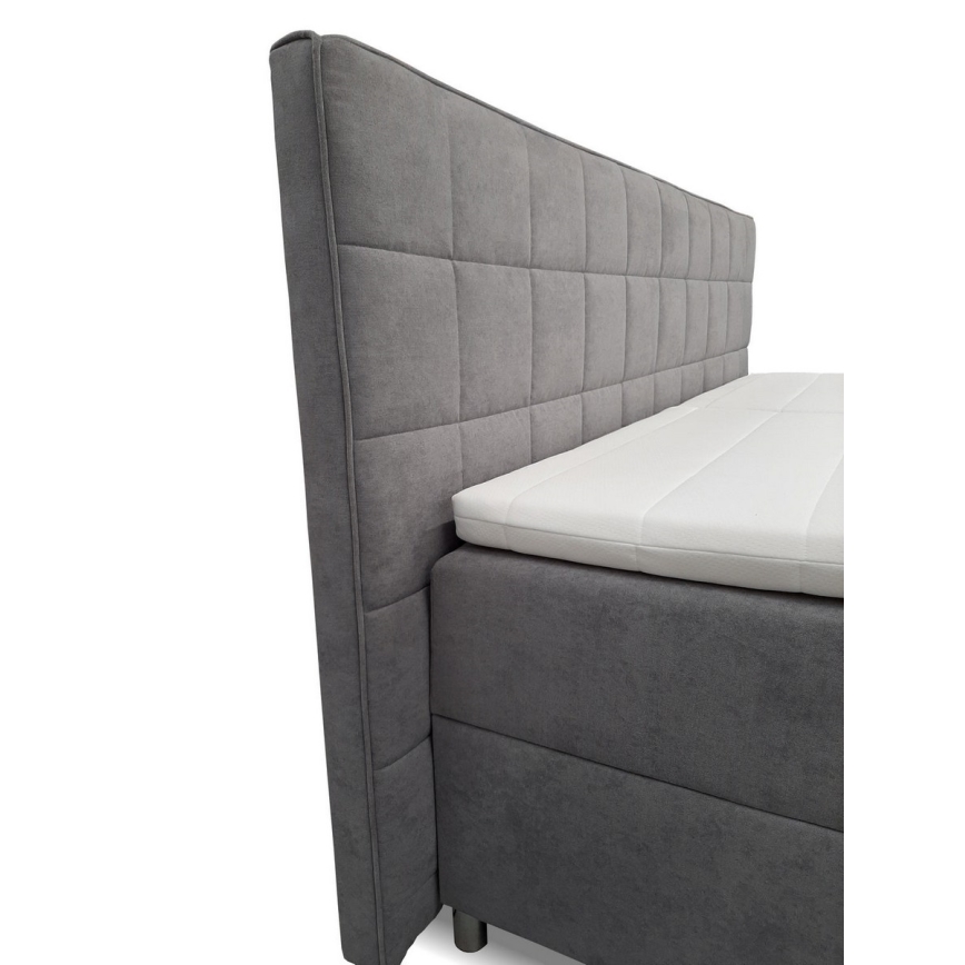 Elektrisch verstelbaar gestoffeerd bed met matrassen en topper HELEN 180x200 cm grijs