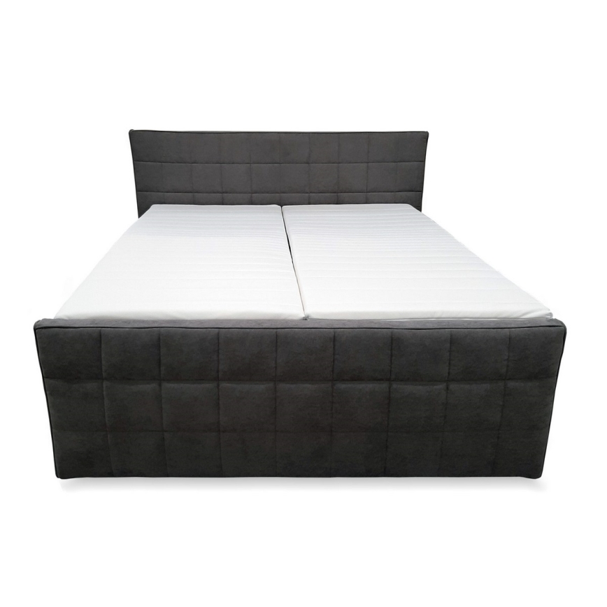 Elektrisch verstelbaar gestoffeerd bed met matrassen en topper HELEN 180x200 cm grijs