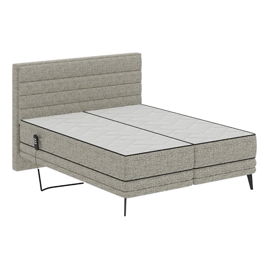 Elektrisch verstelbaar gestoffeerd bed met matrassen MILA 180x200 cm grijs