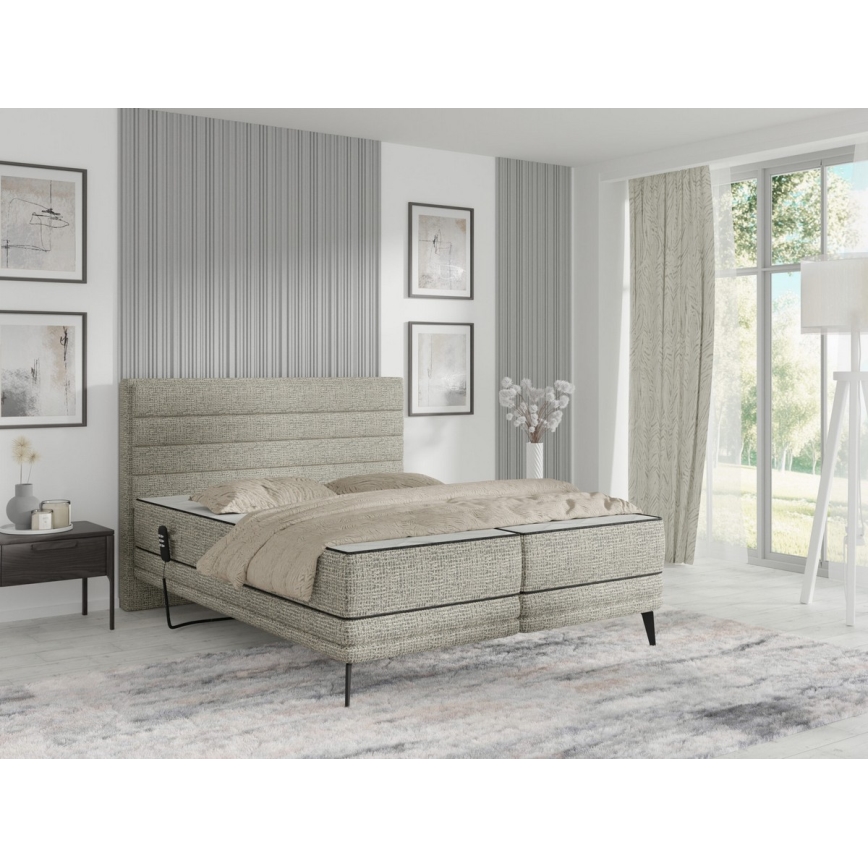 Elektrisch verstelbaar gestoffeerd bed met matrassen MILA 180x200 cm grijs