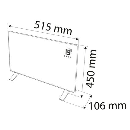 Elektrische directverwarmer/convector NEO 1000W Wi-Fi Tuya IP24 + afstandsbediening