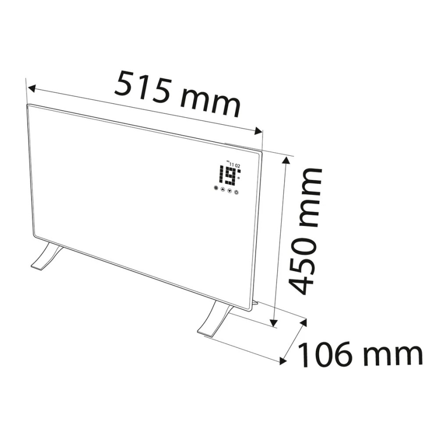 Elektrische directverwarmer/convector NEO 1000W Wi-Fi Tuya IP24 + afstandsbediening