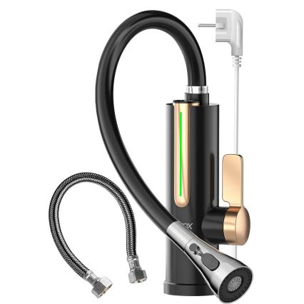 Elektrische doorstroomverwarmer met LED-display 3000W/230V IPX4 zwart/goud