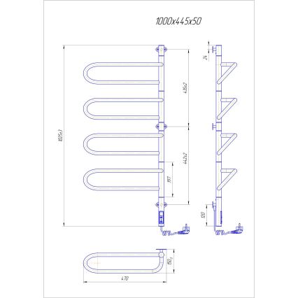 Elektrische draaibare handdoekdroger ELECTRA 120W/230V 102,5x44,5 cm RVS/chroom rechts