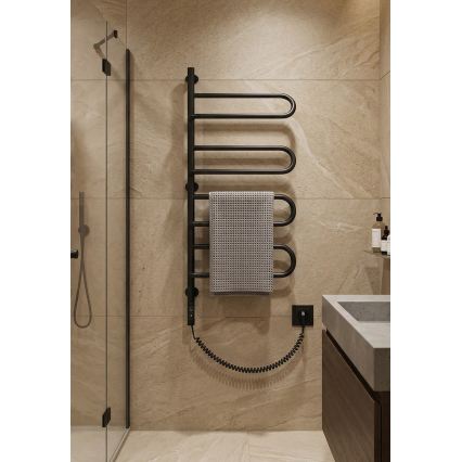 Elektrische draaibare handdoekdroger ELECTRA 120W/230V 102,5x47,5 cm RVS/zwart, links