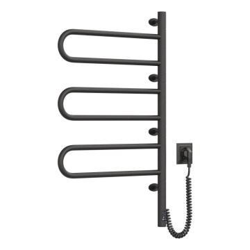 Elektrische draaibare handdoekdroger met thermostaat FOUETTE 100W 80x49 cm zwart