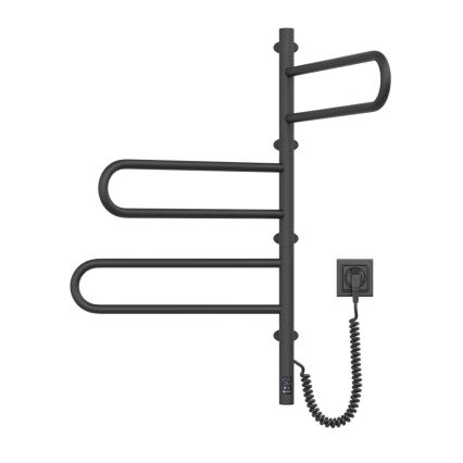Elektrische draaibare handdoekdroger met thermostaat FOUETTE 120 W, 80 x 49 cm, zwart