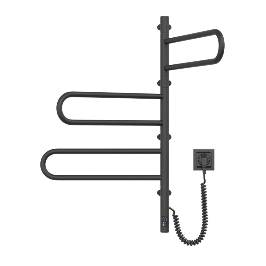 Elektrische draaibare handdoekdroger met thermostaat FOUETTE 120 W, 80 x 49 cm, zwart