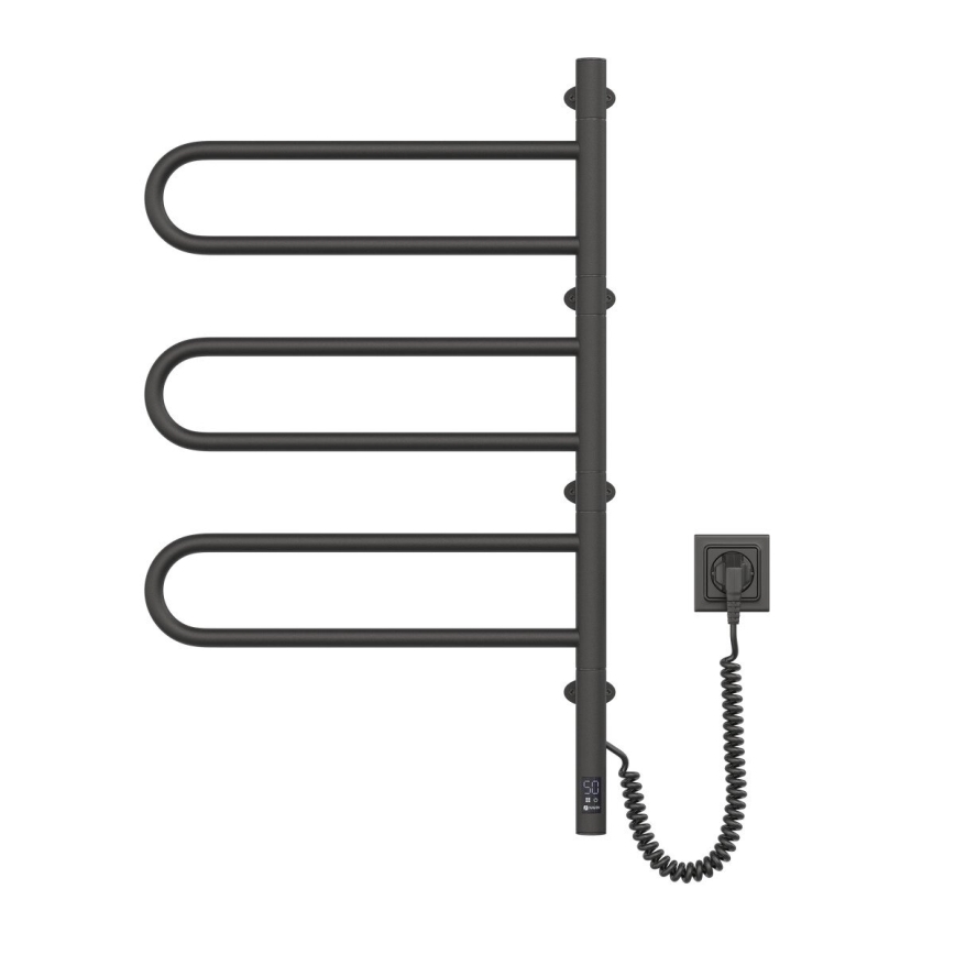Elektrische draaibare handdoekdroger met thermostaat FOUETTE 120 W, 80 x 49 cm, zwart