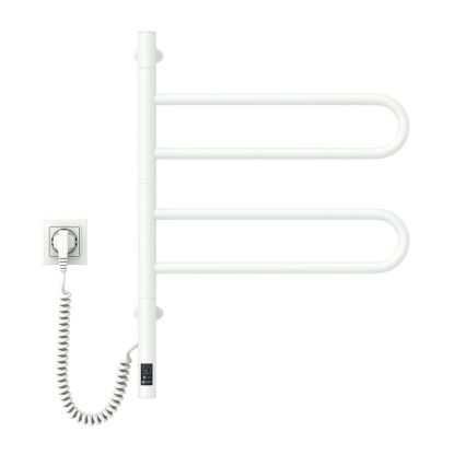 Elektrische draaibare handdoekdroger met thermostaat FOUETTE 60W 65 x 49 cm wit