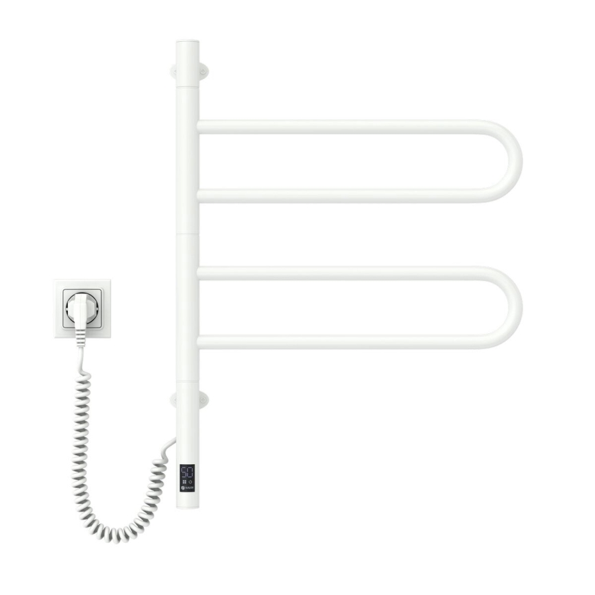 Elektrische draaibare handdoekdroger met thermostaat FOUETTE 60W 65 x 49 cm wit