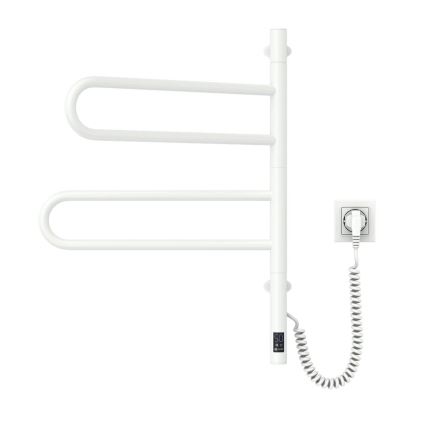 Elektrische draaibare handdoekdroger met thermostaat FOUETTE 60W 65 x 49 cm wit