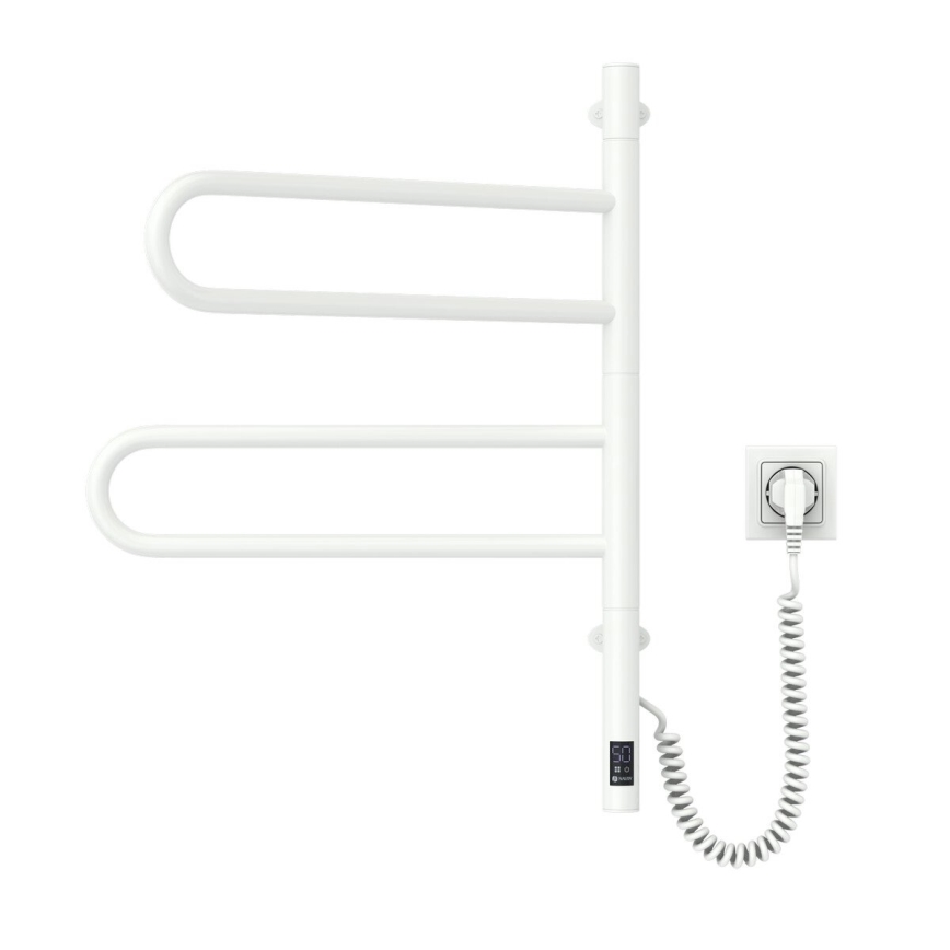Elektrische draaibare handdoekdroger met thermostaat FOUETTE 60W 65 x 49 cm wit