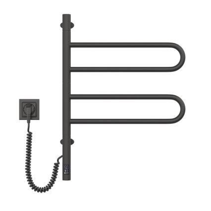 Elektrische draaibare handdoekdroger met thermostaat FOUETTE 60W 65x49 cm zwart