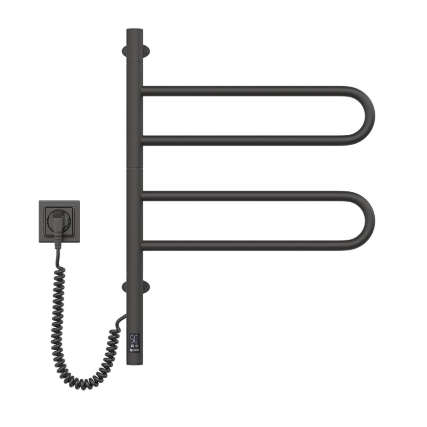 Elektrische draaibare handdoekdroger met thermostaat FOUETTE 60W 65x49 cm zwart