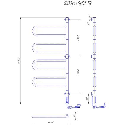 Elektrische draaibare handdoekdroger TRISTAR 105W/230V 100x44,5 cm IP44 rvs/zwart