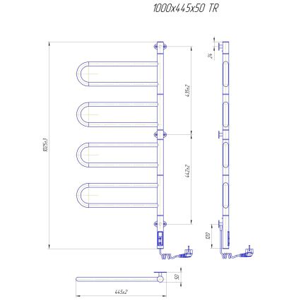 Elektrische draaibare handdoekdroger TRISTAR 105W/230V 102,5x44,5cm IP44 RVS/hoogglans chroom