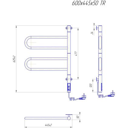 Elektrische draaibare handdoekdroger TRISTAR 75W/230V 62,5x44,5 cm IP44 roestvrij staal/glanzend chroom