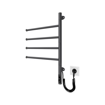 Elektrische draaibare handdoekdroger VEER 50W/230V 62,5x44,5 cm roestvrij staal/zwart