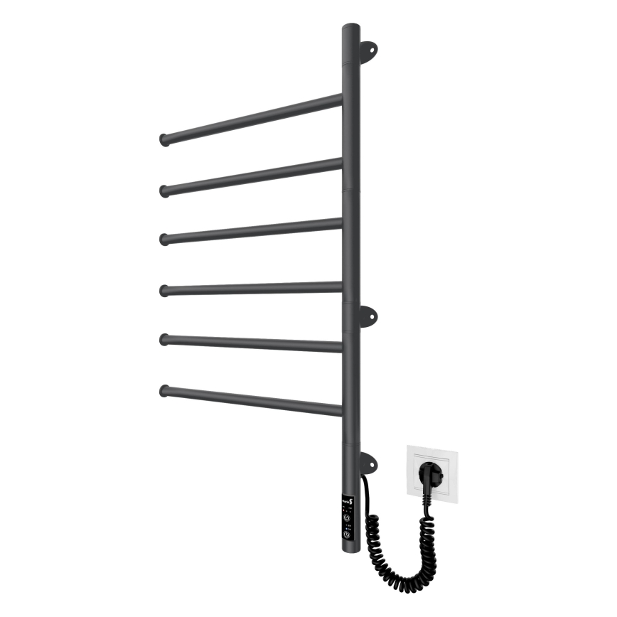 Elektrische draaibare handdoekdroger VEER 80W/230V 82,5x44,5 cm roestvrij staal/zwart
