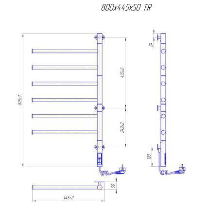 Elektrische draaibare handdoekdroger VEER 80W/230V 82,5x44,5 cm roestvrij staal/zwart