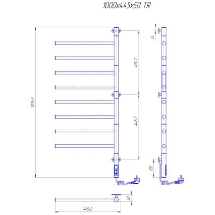 Draaibare elektrische handdoekdroger VEER 95W/230V 100x44,5 cm roestvrij staal/glanzend chroom