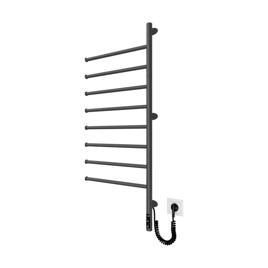 Elektrische draaibare handdoekradiator VEER 95W/230V 102,5x44,5 cm roestvrij staal/zwart